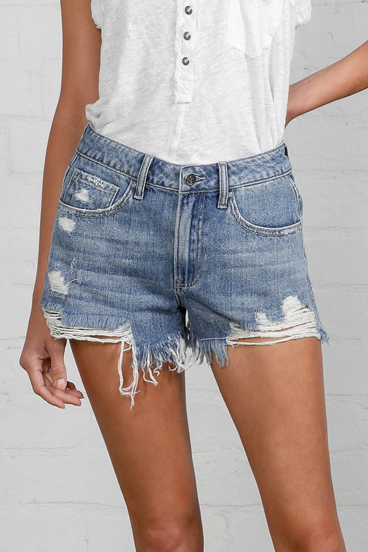 Insane Gene High Rise Destroyed Denim Shorts