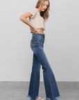 Denim Lab USA Button Fly Fray Hem Flare Jeans