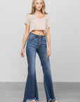 Denim Lab USA Button Fly Fray Hem Flare Jeans