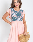 PLUS Flutter Sleeve Rose Floral Mini Dress