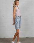 Sz L Insane Gene High Rise Bottom Hem Distressed Bermuda Shorts