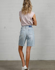 Sz L Insane Gene High Rise Bottom Hem Distressed Bermuda Shorts