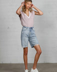 Sz L Insane Gene High Rise Bottom Hem Distressed Bermuda Shorts