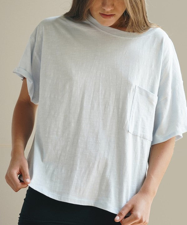 Fabina Pocket Oversized Crop Tee