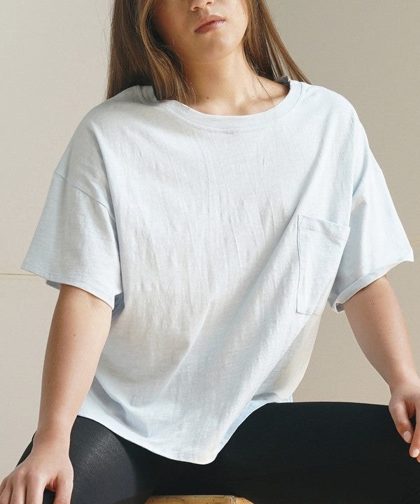 Fabina Pocket Oversized Crop Tee