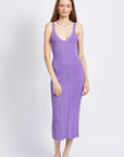 Emory Park V-Neck Ribbed Midi Dress with Open Back