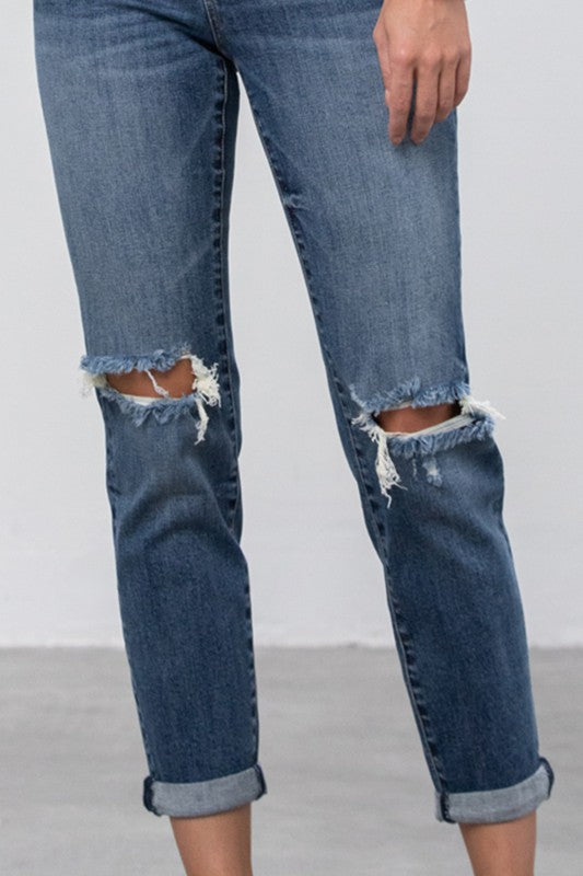 Denim Lab USA Ripped Boyfriend Jeans