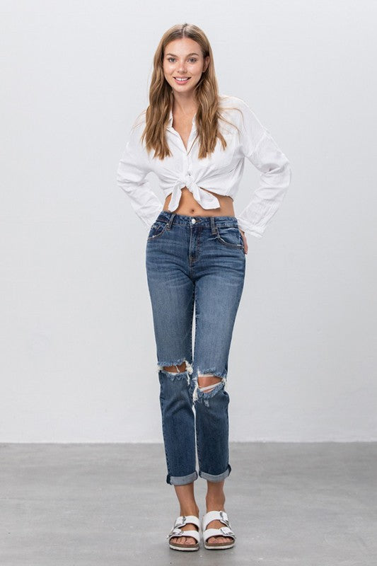 Denim Lab USA Ripped Boyfriend Jeans