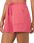 Zenana Cotton Drawstring Shorts in Teal, Bone, Ash Grey - My Pampered Life Seattle