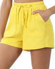 Zenana Cotton Drawstring Shorts in Teal, Bone, Ash Grey - My Pampered Life Seattle