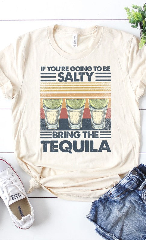 Salty, bring the tequila retro graphic tee - Online Only