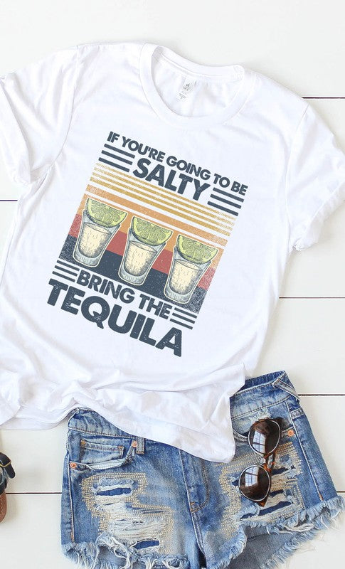 Salty, bring the tequila retro graphic tee - Online Only