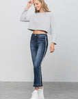 Denim Lab USA Frayed Hem Cropped Straight Jeans