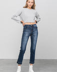 Denim Lab USA Frayed Hem Cropped Straight Jeans