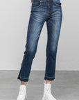 Denim Lab USA Frayed Hem Cropped Straight Jeans