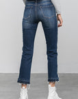 Denim Lab USA Frayed Hem Cropped Straight Jeans