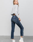 Denim Lab USA Frayed Hem Cropped Straight Jeans