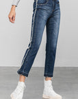 Denim Lab USA Frayed Hem Cropped Straight Jeans