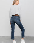 Denim Lab USA Frayed Hem Cropped Straight Jeans