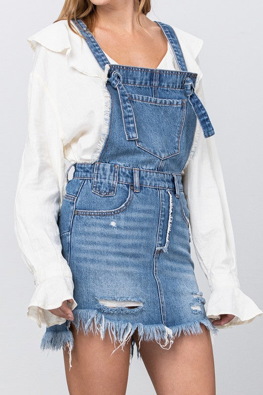 Insane Gene Frayed Detail Overall Skirt