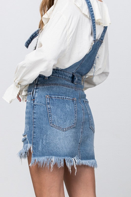 Insane Gene Frayed Detail Overall Skirt