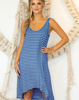 Flowy Soft Striped Hi Low Summer Dress - Online Only