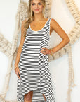 Flowy Soft Striped Hi Low Summer Dress - Online Only