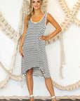 Flowy Soft Striped Hi Low Summer Dress