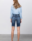 Denim Lab USA Frayed Raw Hem Ripped Bermuda Shorts