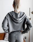 Hope Horizon Grey Raw Edges Cropped Hoodie and Bottom Sets