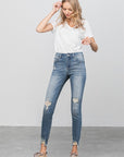 Denim Lab USA Distressed Raw Hem Skinny Jeans