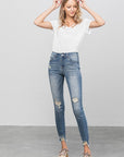 Denim Lab USA Distressed Raw Hem Skinny Jeans