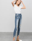 Denim Lab USA Distressed Raw Hem Skinny Jeans