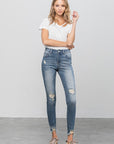 Denim Lab USA Distressed Raw Hem Skinny Jeans