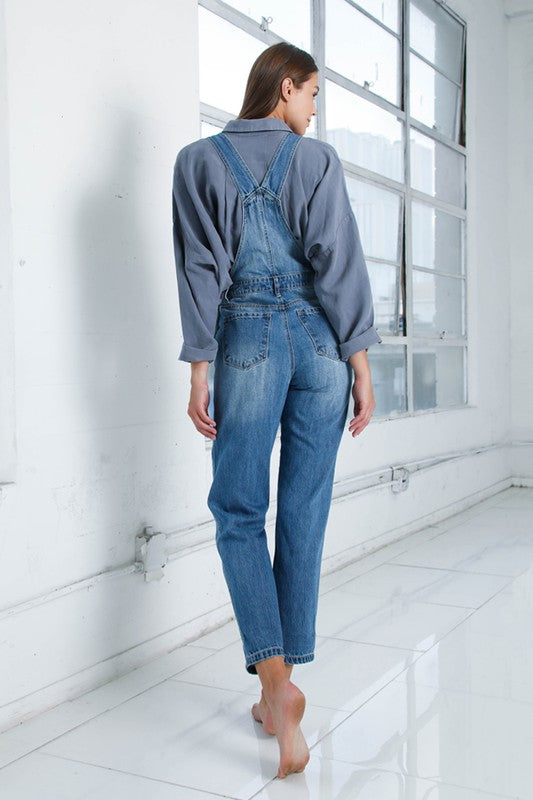 Denim Lab USA Pocket Detail Denim Overall Jumpsuit