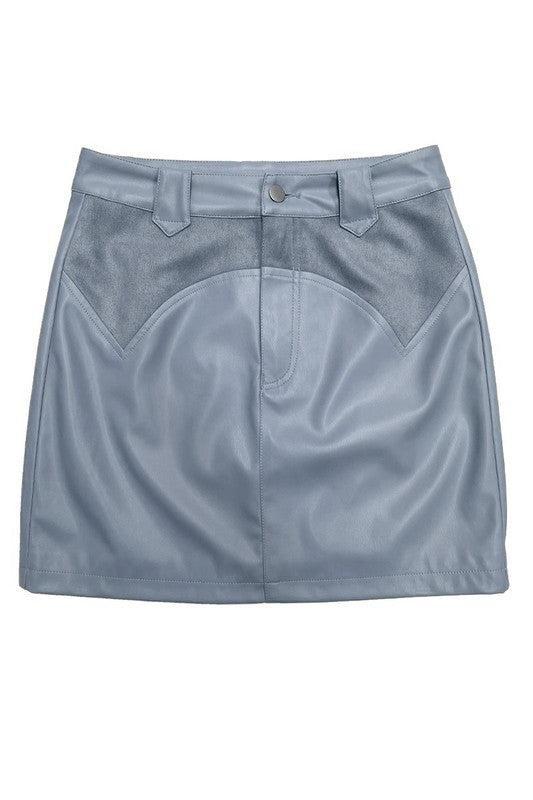 Miss Sparkling| Western Contrast Pleather Mini Skirt