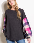 e Luna Plus Multi Plaid Mixed Top