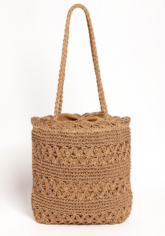 Patterned Straw Tote Bag