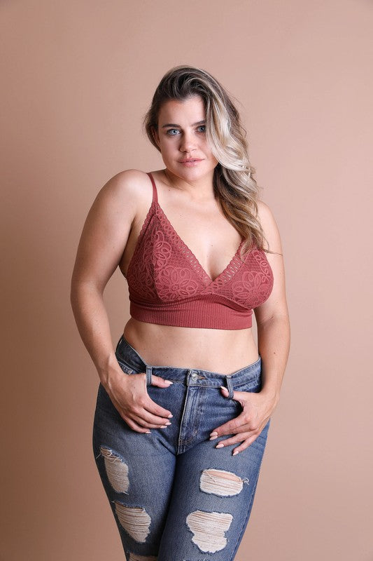Leto Accessories Plus Size Waistband Loop Lace Brami