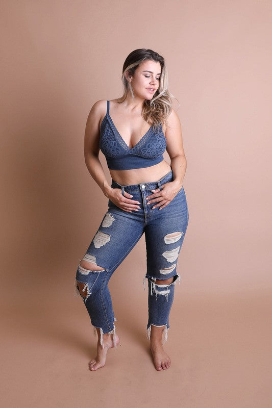 Leto Accessories Plus Size Waistband Loop Lace Brami