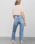 Denim Lab USA High Waist Ripped Raw Hem Girlfriend Jeans