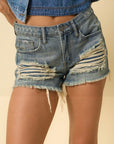 Insane Gene Mid Rise Destroyed Shorts