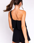 LE LIS One Shoulder Woven Romper