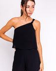 LE LIS One Shoulder Woven Romper