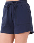 Zenana Cotton Drawstring Waist Shorts with Pockets - My Pampered Life Seattle