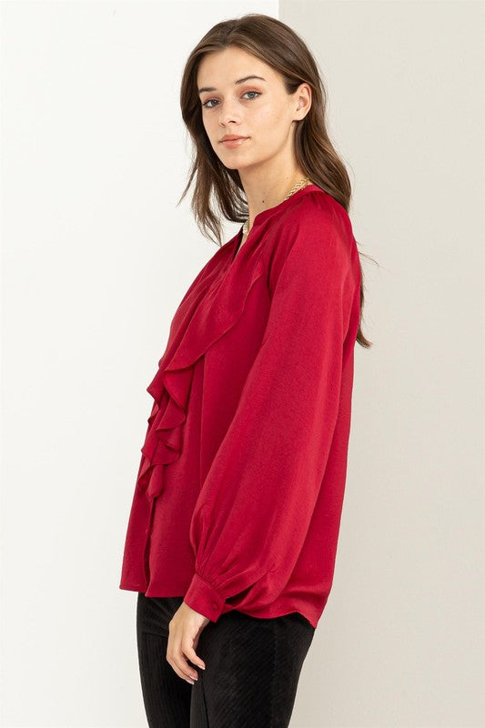 HYFVE Long Sleeve Ruffle Blouse