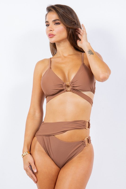 Two Piece Wrapping Bikini with Multi O-Rings