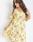 Floral V Neck Ruffle Dress