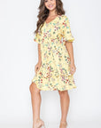 Floral V Neck Ruffle Dress