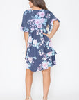 Floral V Neck Ruffle Dress